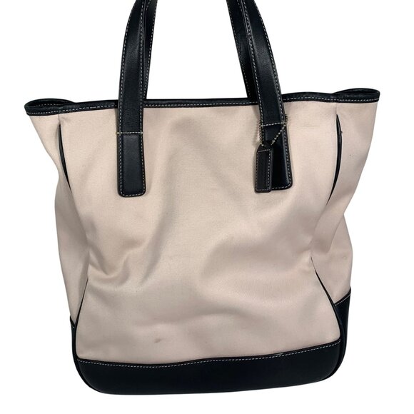 Vintage COACH Hampton Tote Bag Canvas Leather 7707 w/ Hang Tag - Picture 1 of 13